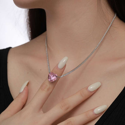 [Lumi Jewellery]8.0 Carat Versatile Colorful Sweet Heart-Shaped Tennis Necklace