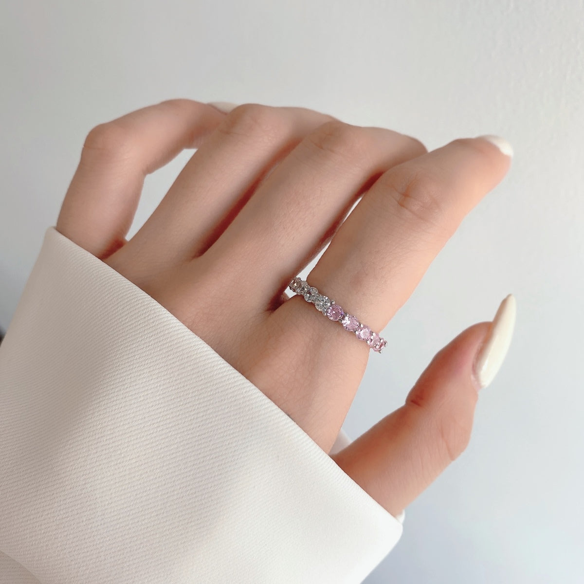 [Lumi Jewellery]Sparkling Round Cut Tennis Ring
