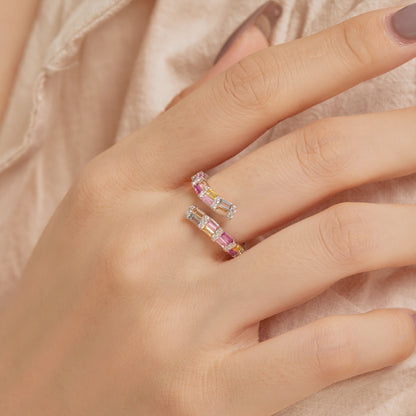 [Lumi Jewellery]Charming Colorful Radiant Cut Adjustable Daily Ring
