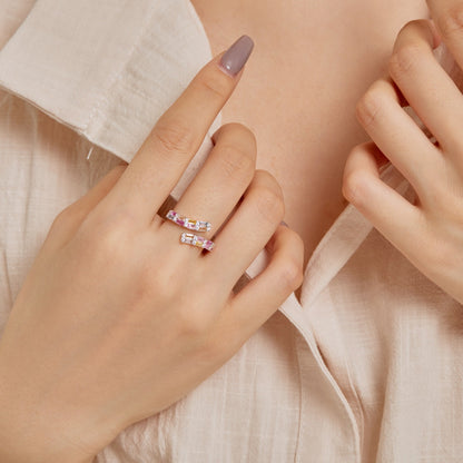 [Lumi Jewellery]Charming Colorful Radiant Cut Adjustable Daily Ring