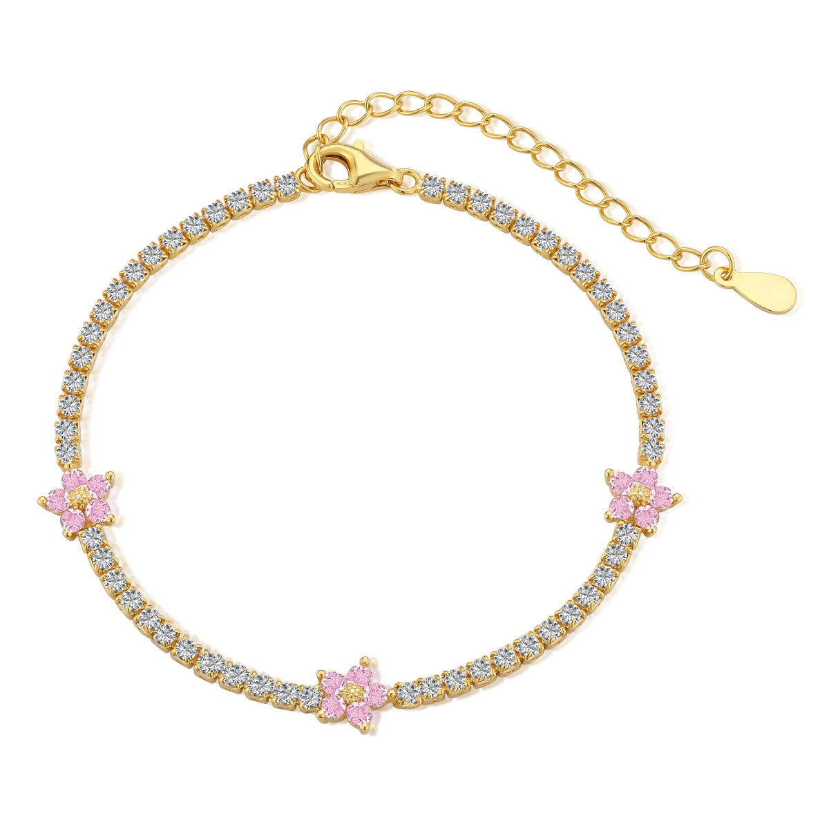 [Lumi Jewellery]Sparkling Flower Shape Tennis Bracelet