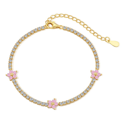 [Lumi Jewellery]Sparkling Flower Shape Tennis Bracelet