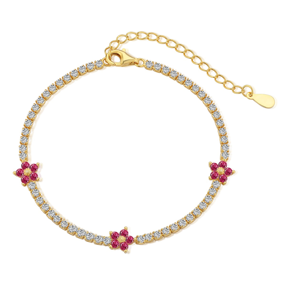 [Lumi Jewellery]Sparkling Flower Shape Tennis Bracelet