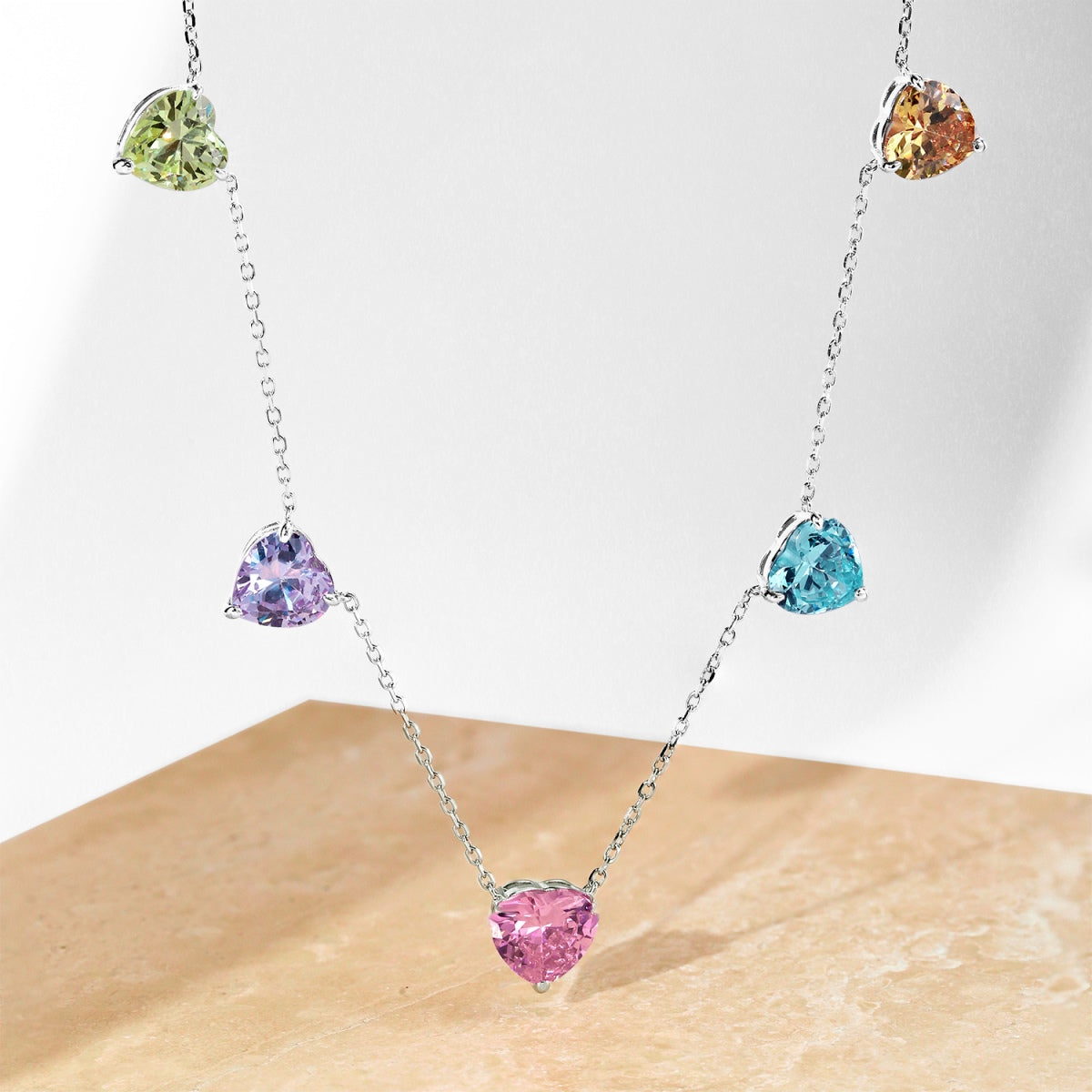 [Lumi Jewellery]Sparkling Colorful Heart Cut Necklace