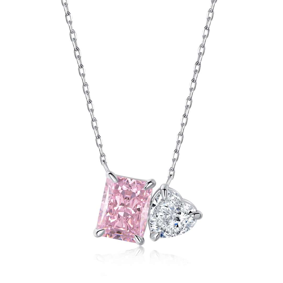 [Lumi Jewellery]Dazzling Square & Heart Shape Necklace
