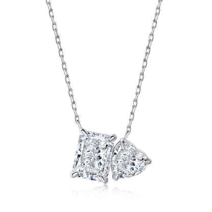 [Lumi Jewellery]Dazzling Square & Heart Shape Necklace