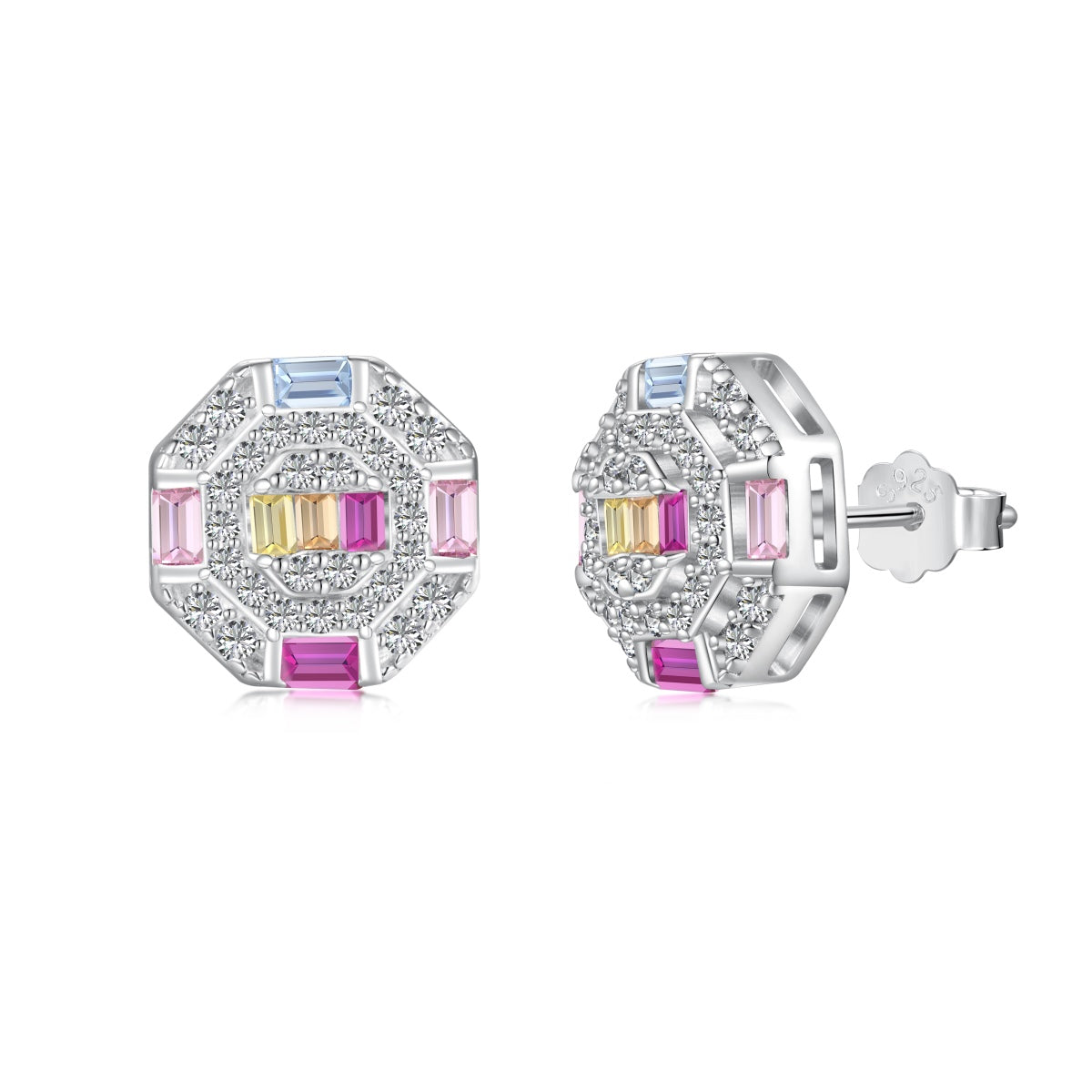 [Lumi Jewellery]Ornate Colorful Octagon Shape Daily Earrings