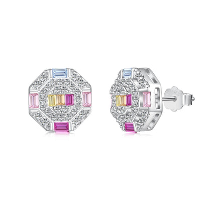 [Lumi Jewellery]Ornate Colorful Octagon Shape Daily Earrings