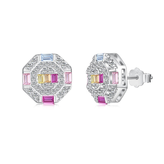 [Lumi Jewellery]Ornate Colorful Octagon Shape Daily Earrings