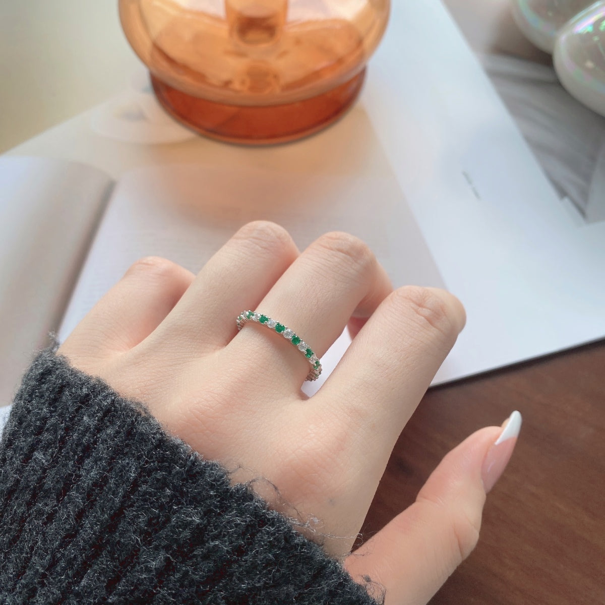 [Lumi Jewellery]Exquisite Colorful Round Cut Tennis Ring