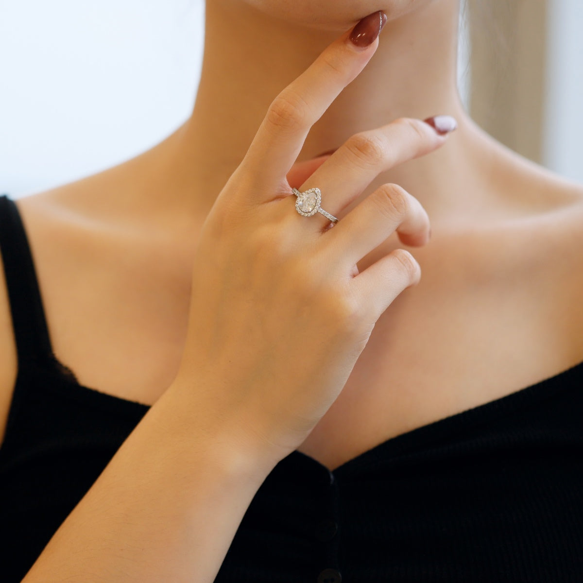 [Lumi Jewellery]1.0 Carat Luxurious Resplendent Water Drop Shape Wedding Ring