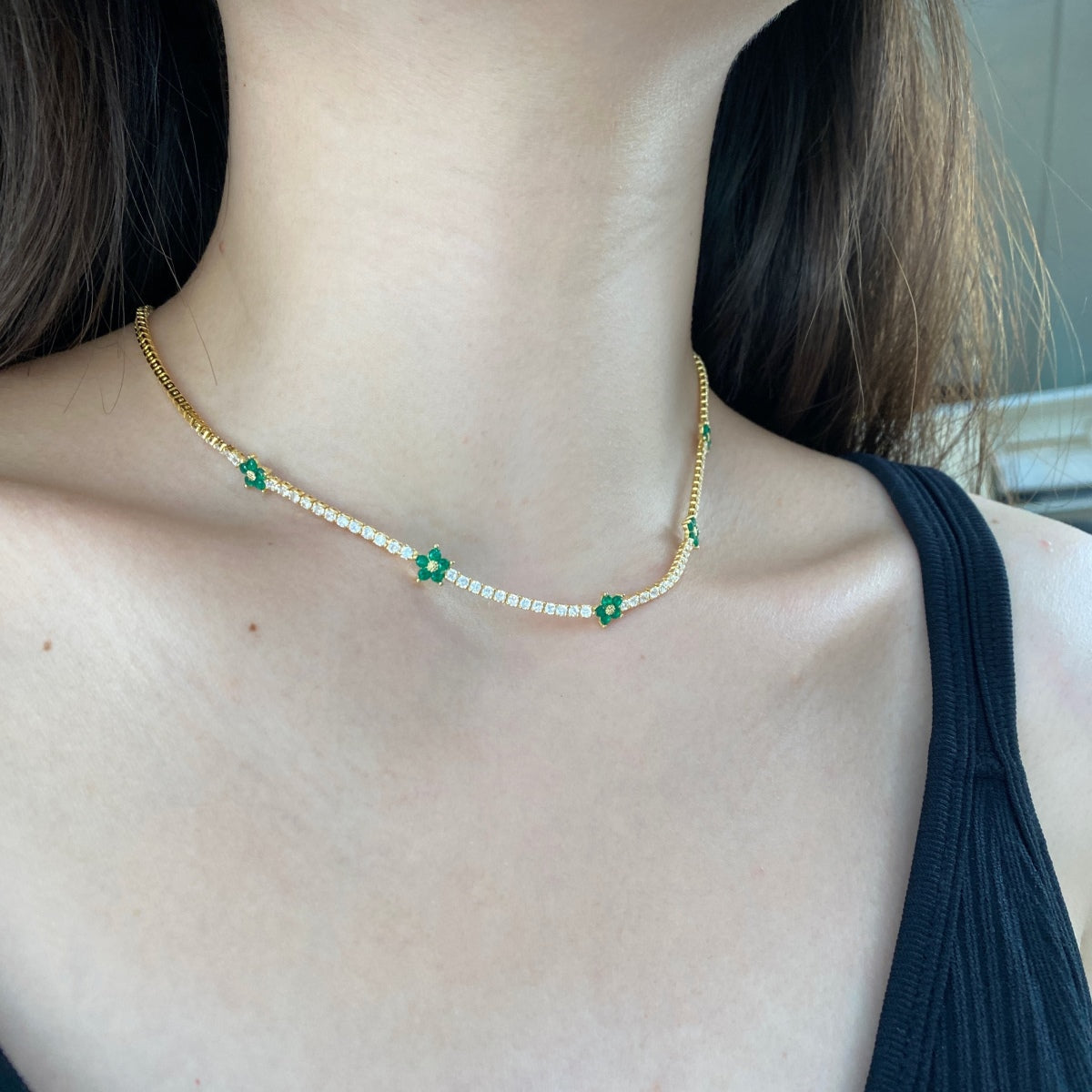 [Lumi Jewellery]Luxurious Colorful Flower Tennis Necklace