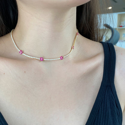 [Lumi Jewellery]Luxurious Colorful Flower Tennis Necklace