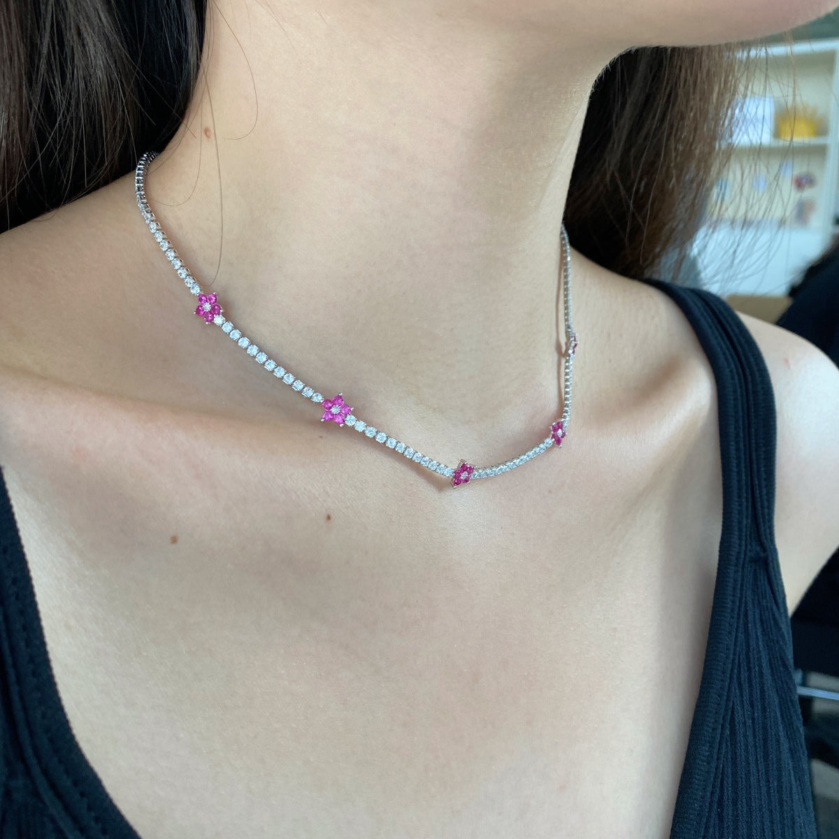 [Lumi Jewellery]Luxurious Colorful Flower Tennis Necklace