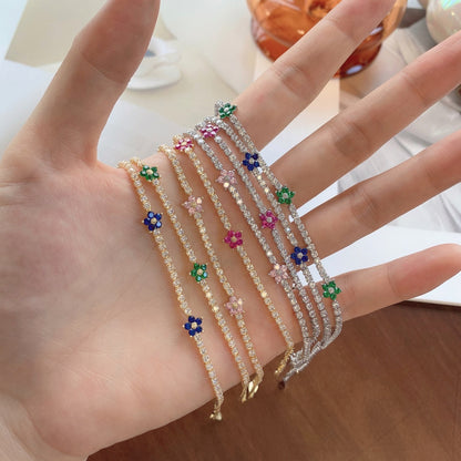 [Lumi Jewellery]Sparkling Flower Shape Tennis Bracelet
