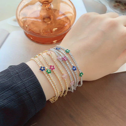 [Lumi Jewellery]Sparkling Flower Shape Tennis Bracelet