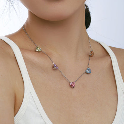 [Lumi Jewellery]Sparkling Colorful Heart Cut Necklace