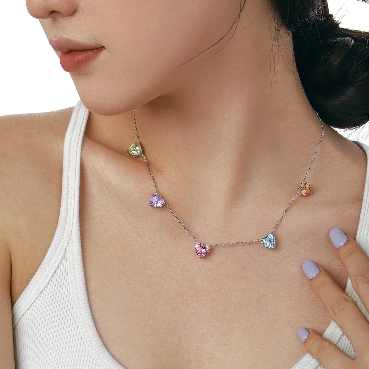 [Lumi Jewellery]Sparkling Colorful Heart Cut Necklace