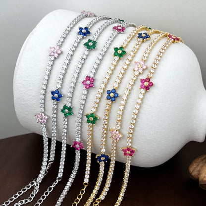 [Lumi Jewellery]Sparkling Flower Shape Tennis Bracelet