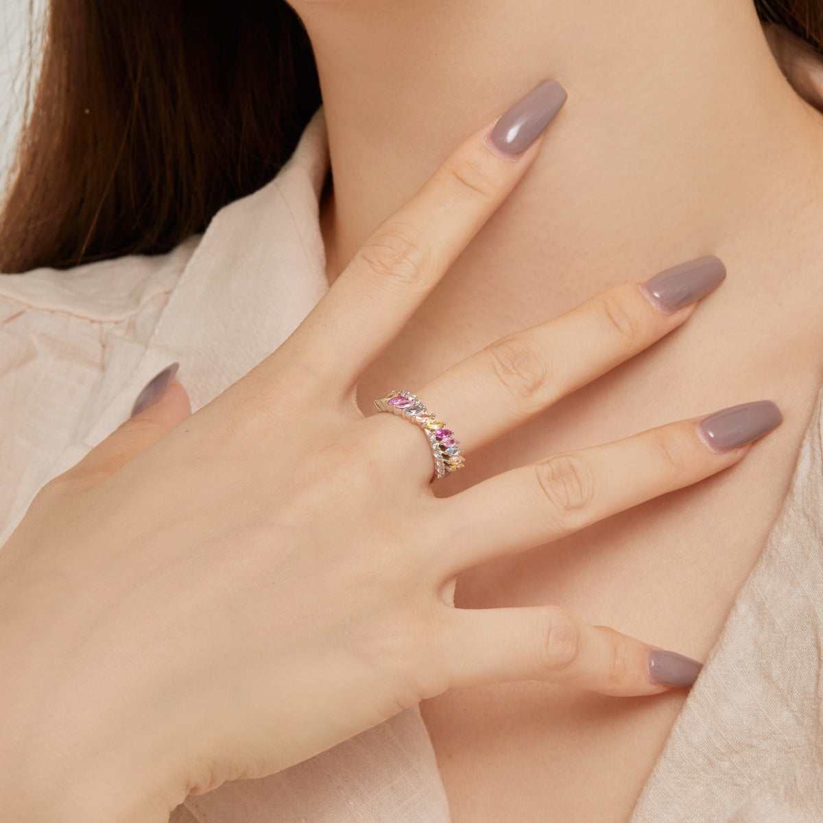 [Lumi Jewellery]Unique Colorful Marquise Cut Daily Ring
