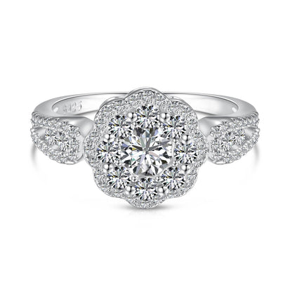 [Lumi Jewellery]Delicate Colorful Round Cut Flower Shape Wedding Ring