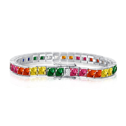 [Lumi Jewellery]Radiant Colorful Princess Cut Tennis Bracelet