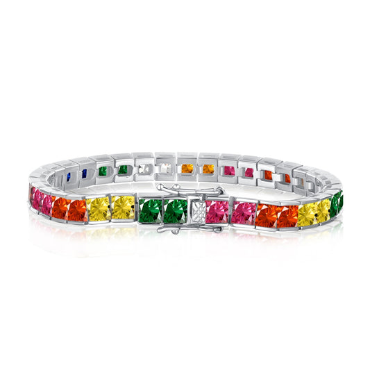 [Lumi Jewellery]Radiant Colorful Princess Cut Tennis Bracelet