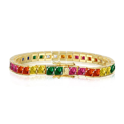 [Lumi Jewellery]Radiant Colorful Princess Cut Tennis Bracelet