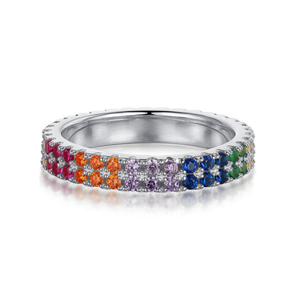 [Lumi Jewellery]Unique Colorful Round Cut Tennis Ring