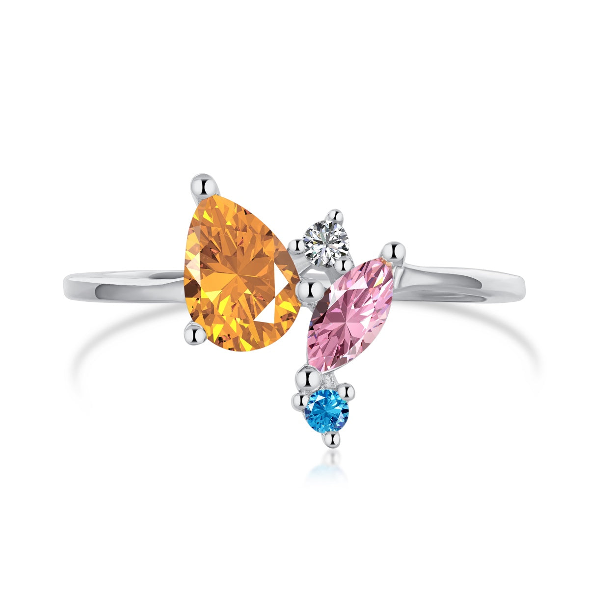 [Lumi Jewellery]Radiant Colorful Multi Cut Daily Ring