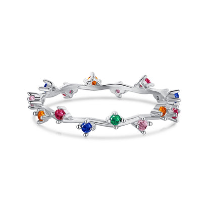 [Lumi Jewellery]Radiant Colorful Round Cut Daily Ring
