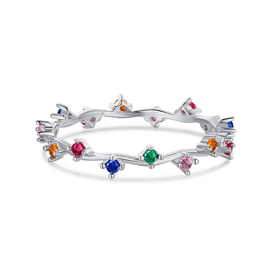 [Lumi Jewellery]Radiant Colorful Round Cut Daily Ring
