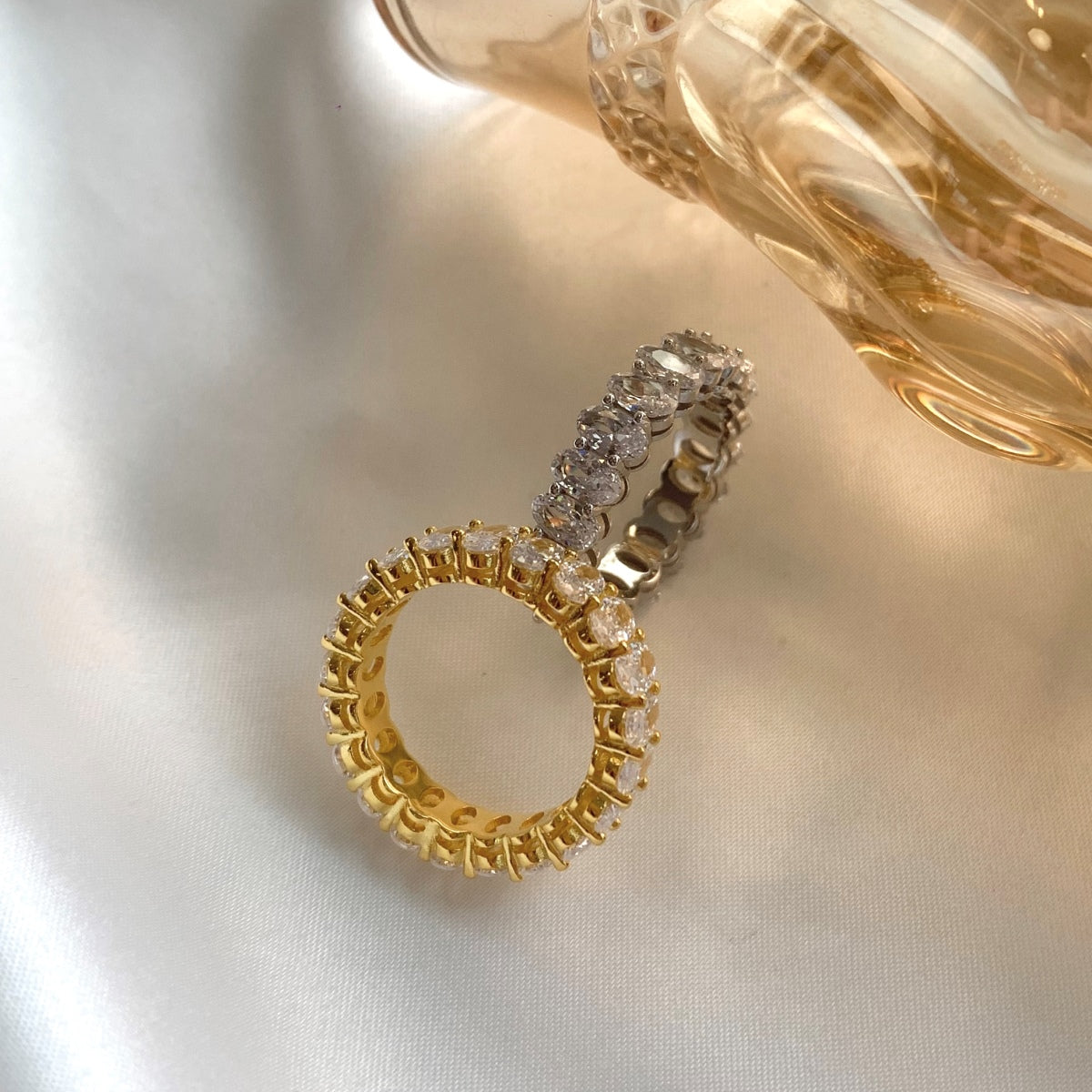 [Lumi Jewellery]Ornate Oval Cut Tennis Ring