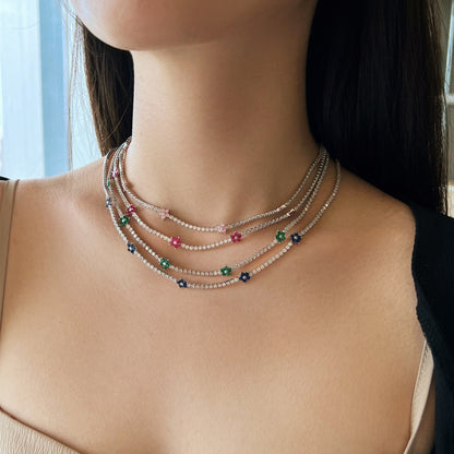 [Lumi Jewellery]Luxurious Colorful Flower Tennis Necklace