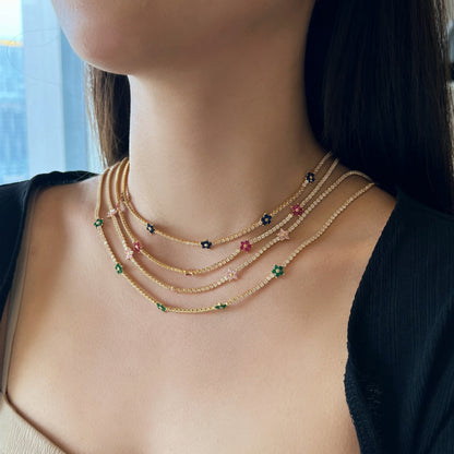 [Lumi Jewellery]Luxurious Colorful Flower Tennis Necklace