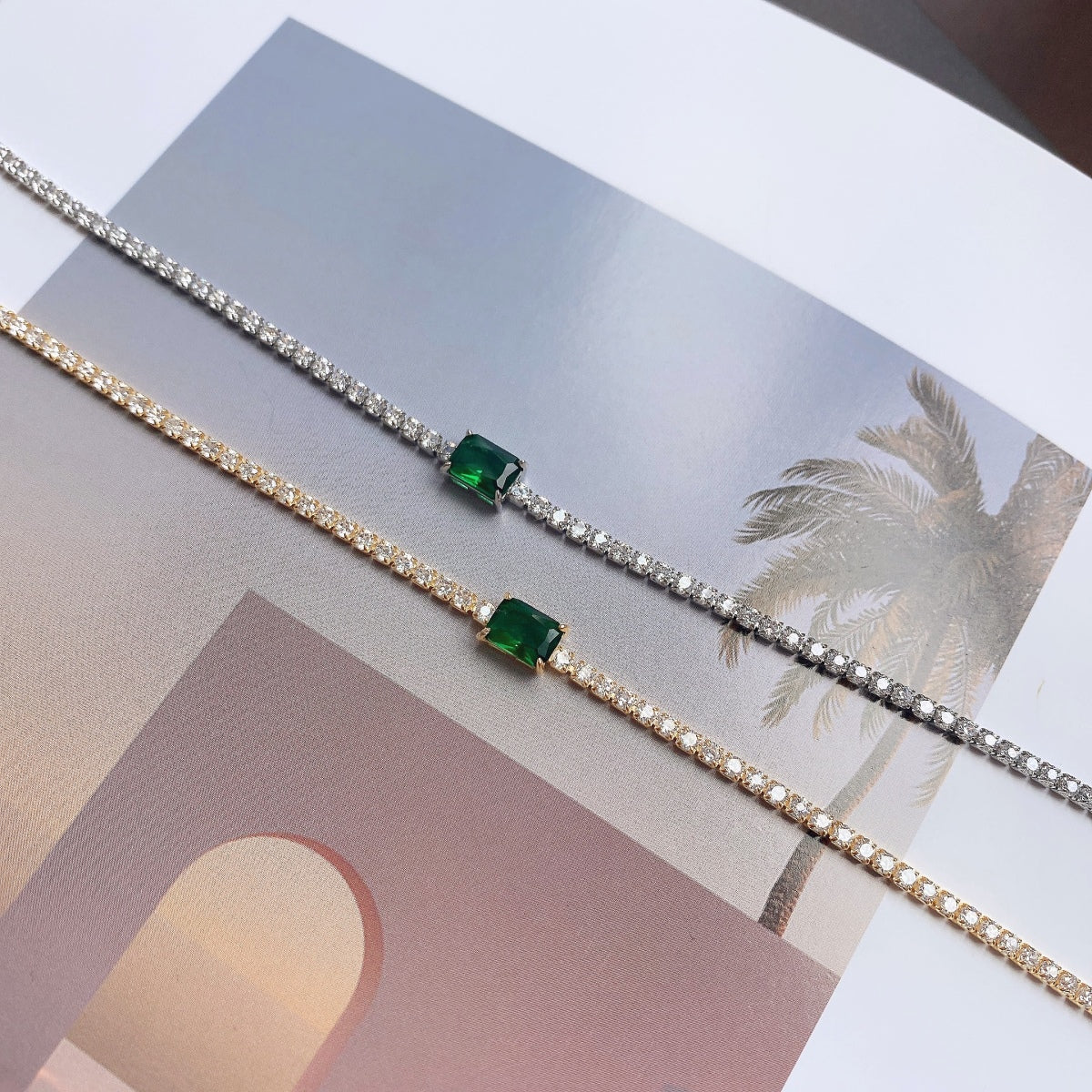 [Lumi Jewellery]1.0 Carat Unique Emerald Cut Banquet Bracelet