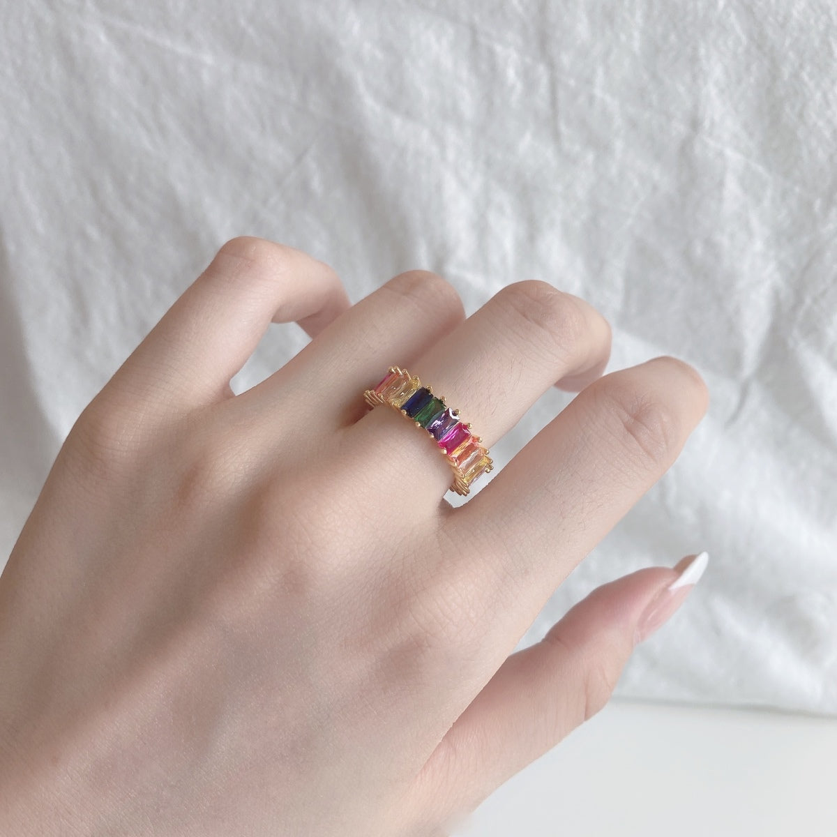 [Lumi Jewellery]Unique Colorful Radiant Cut RIng