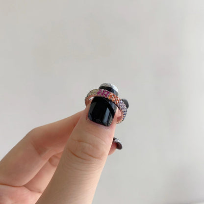 [Lumi Jewellery]Unique Colorful Round Cut Tennis Ring