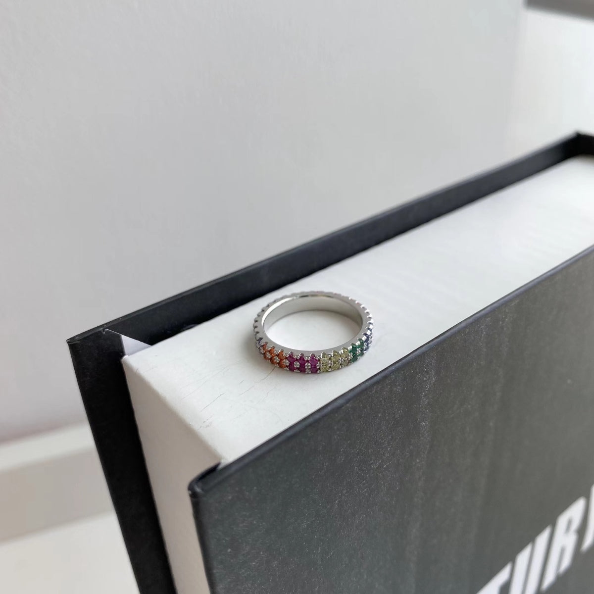 [Lumi Jewellery]Unique Colorful Round Cut Tennis Ring