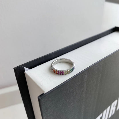 [Lumi Jewellery]Unique Colorful Round Cut Tennis Ring