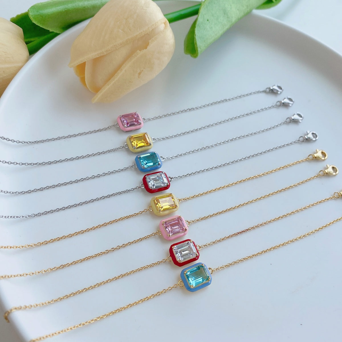 [Lumi Jewellery]2.0 Carat Sparkling Colorful Emerald Cut Daily Bracelet
