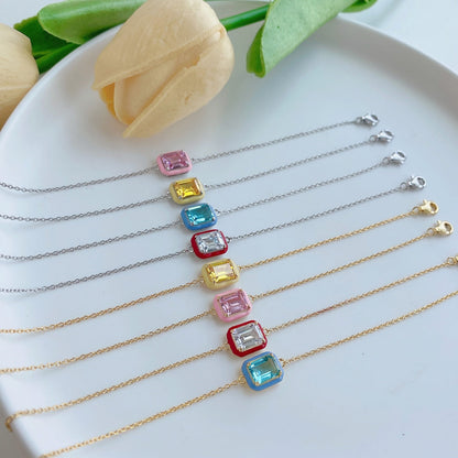 [Lumi Jewellery]2.0 Carat Sparkling Colorful Emerald Cut Daily Bracelet