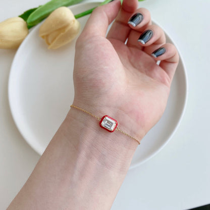 [Lumi Jewellery]2.0 Carat Sparkling Colorful Emerald Cut Daily Bracelet