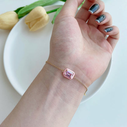 [Lumi Jewellery]2.0 Carat Sparkling Colorful Emerald Cut Daily Bracelet