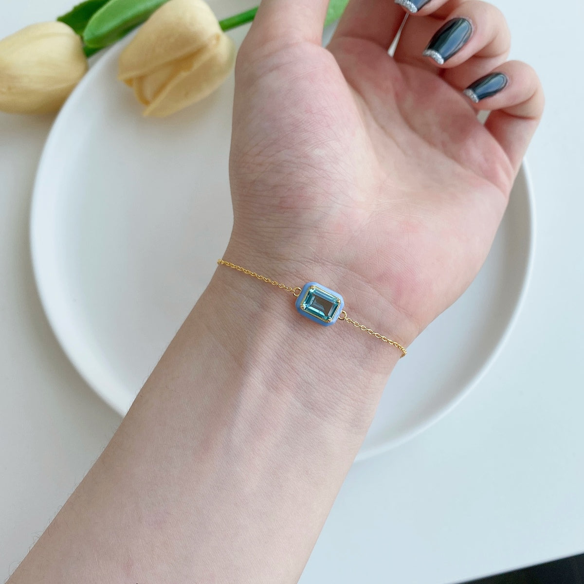[Lumi Jewellery]2.0 Carat Sparkling Colorful Emerald Cut Daily Bracelet