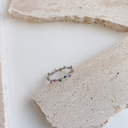 [Lumi Jewellery]Radiant Colorful Round Cut Daily Ring