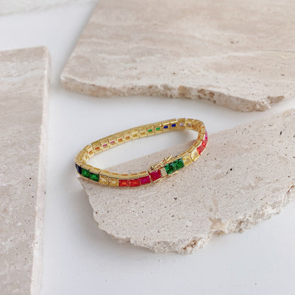 [Lumi Jewellery]Radiant Colorful Princess Cut Tennis Bracelet