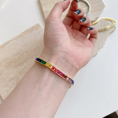 [Lumi Jewellery]Radiant Colorful Princess Cut Tennis Bracelet