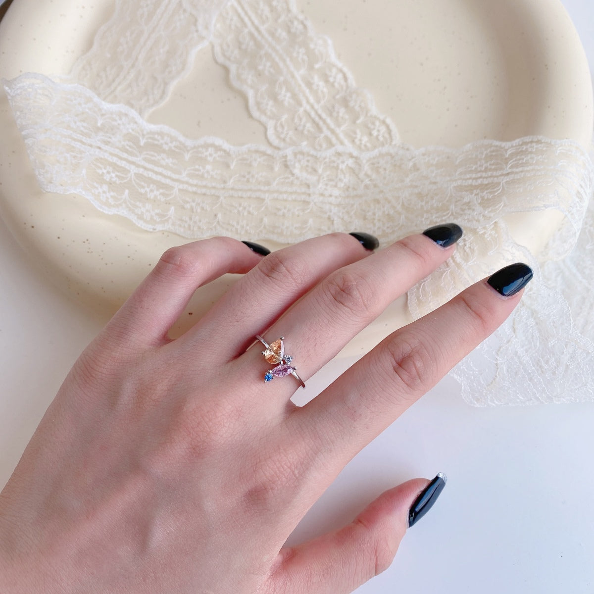 [Lumi Jewellery]Radiant Colorful Multi Cut Daily Ring