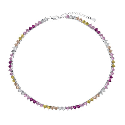 [Lumi Jewellery]Sparkling Colorful Full Heart Tennis Necklace